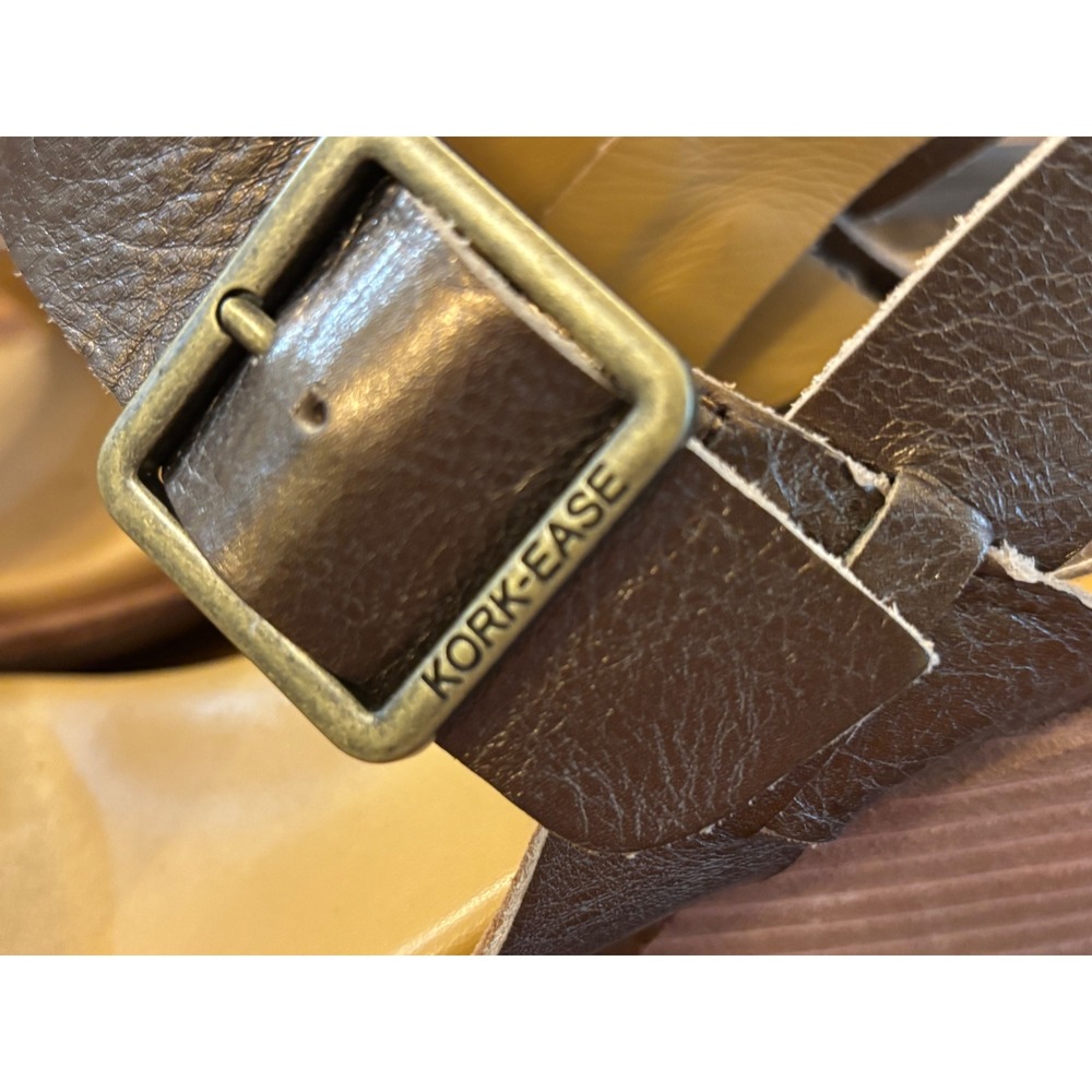 Kork-Ease Women Bronze Metallic Leather Block Heel Slingback Sandals Size 7M - Picture 3 of 9